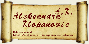 Aleksandra Klopanović vizit kartica